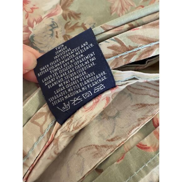 Ralph Lauren Charlotte Green Floral Print Twin Set Sheets Sham & Dust Ruffle - Picture 6 of 9